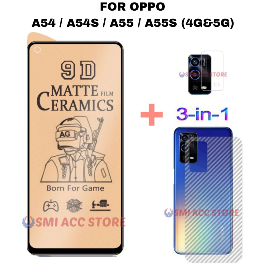 PAKET TG OPPO A55 4G / A55 5G / A55S / A54 / A54S Tempered Glass Ceramic Matte 9D Anti Glare Anti Go