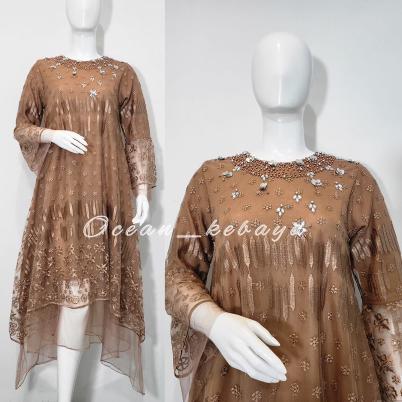 Midi dress riana tunik kondangan motif payet