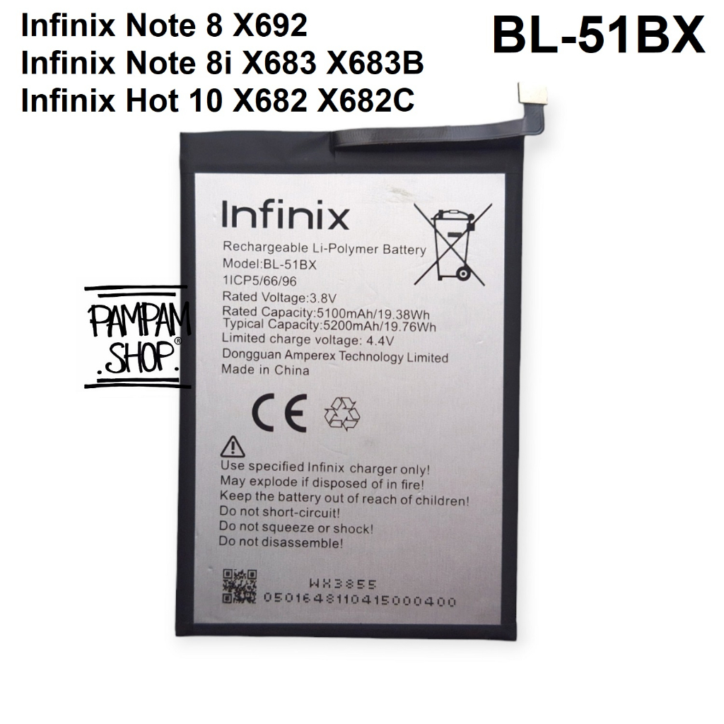 Baterai BL-51BX BL51BX Infinix Note 8 X692 Note 8i X683 X683B Hot 10 X682 X682C Batre Batrai Battery HP Handphone Original OEM Ori