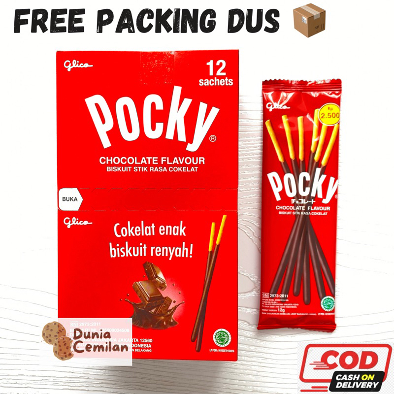 

[TERMURAH!!] Glico Pocky Sachet Single 1PAK (12x12gram) - Biskuit Stik Coklat/Strawberry Sachet