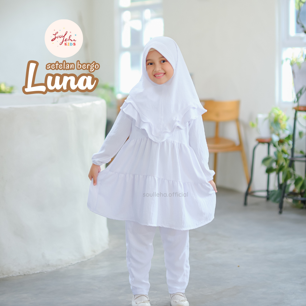 100% AMAN BAJU ANAK PUTIH BAJU MANASIK HAJI ANAK 1-9 TAHUN SETELAN BERGO CRINKLE AIRFLOW PREMIUM