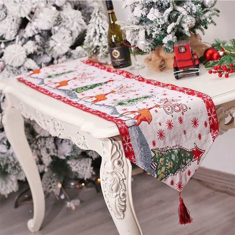 Table Runner Natal Taplak Meja Natal 33x180cm - Taplak Meja Natal - Table Runner Natal - Taplak Meja