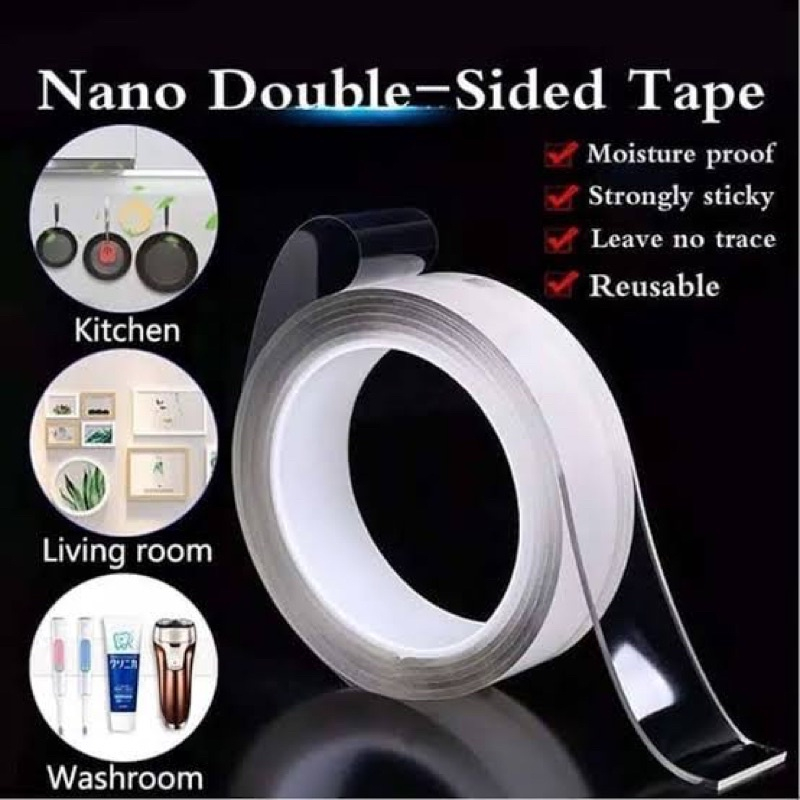 

Nano Tape 2 Sisi / Double Tape Transparan 200mx1m