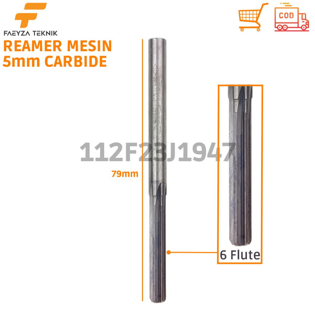 Reamer Mesin 5mm Straight 6 Flute Reamer Bosh Klep Carbide Bukan HSS