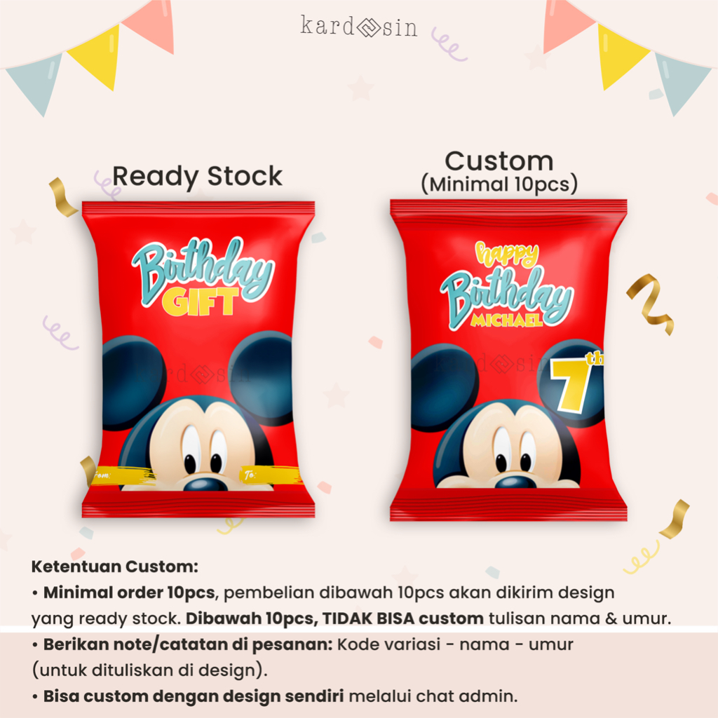 [HANYA KEMASAN] BIRTHDAY SNACK BAG POUCH ULANG TAHUN TAUN ANAK HADIAH GOODIE BAG MISTERY BAG HAMPERS PARSEL AMPLOP ANGPAO PACKAGING KEMASAN CHIKI MAKANAN COKLAT CHOCOLATE PERMEN CANDY BUNGKUS BINGKISAN KERTAS KOTAK GIFT IDEAS BOX PINTEREST AESTHETIC