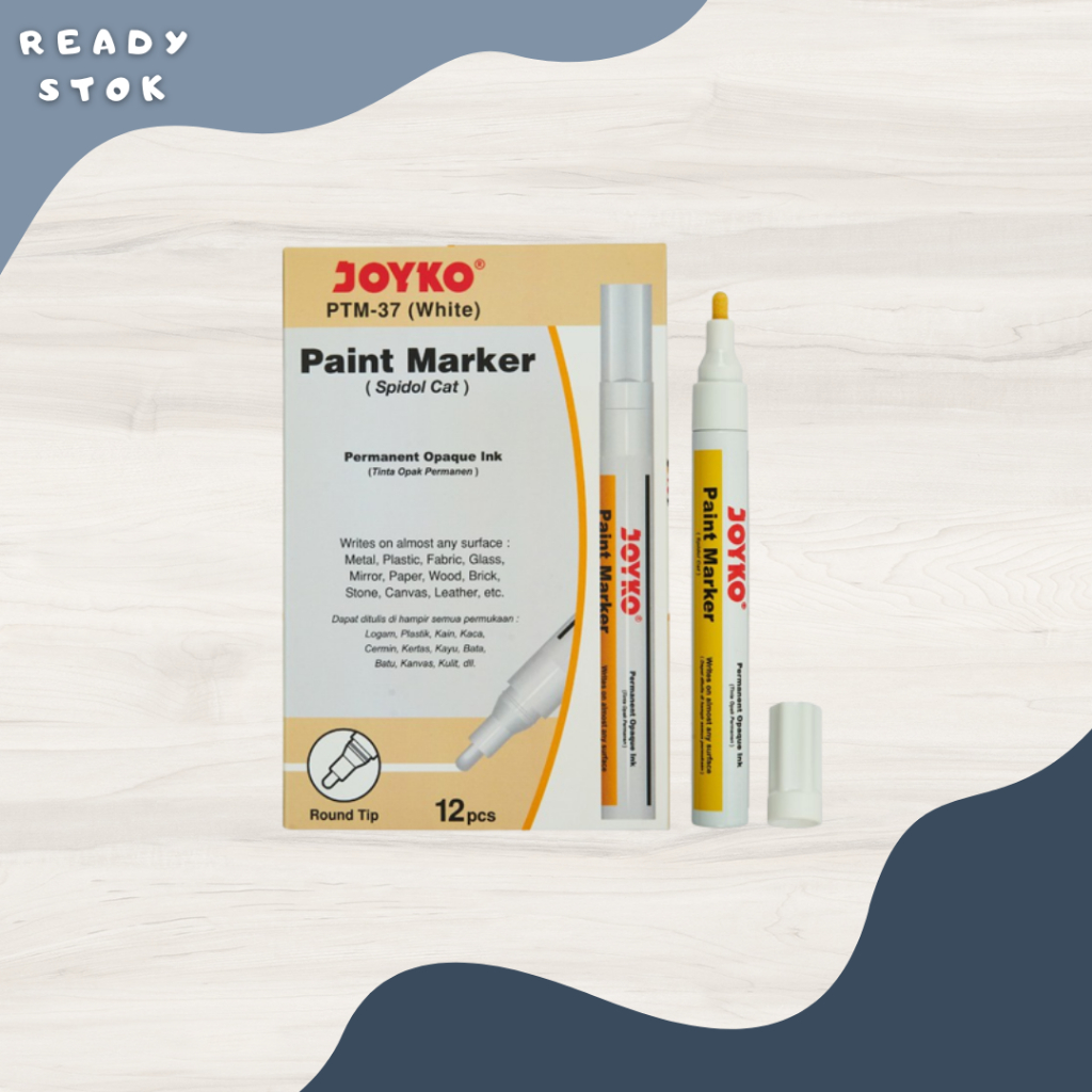 

SPIDOL CAT PERMANENT PTM-37 /SPIDOL PUTIH PTM-37 JOYKO /PAINT MARKER WHITE / PAINT MARKER PTM-37 WHITE JOYKO (PCS)