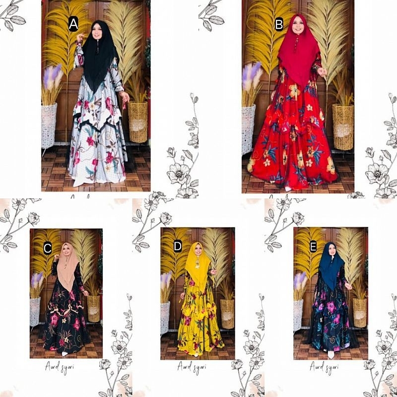 Set Gamis Aurel Syari || Free Masker