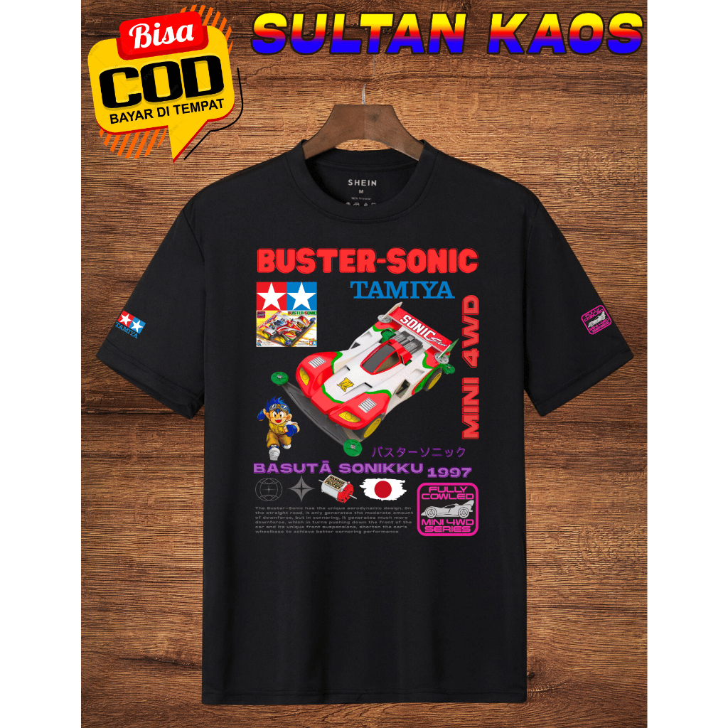 Kaos Tamiya Buster Sonic Dewasa Unisex Lengan Pendek | T-Shirt Tamiya Unisex Lengan Pendek | Kaos Ka
