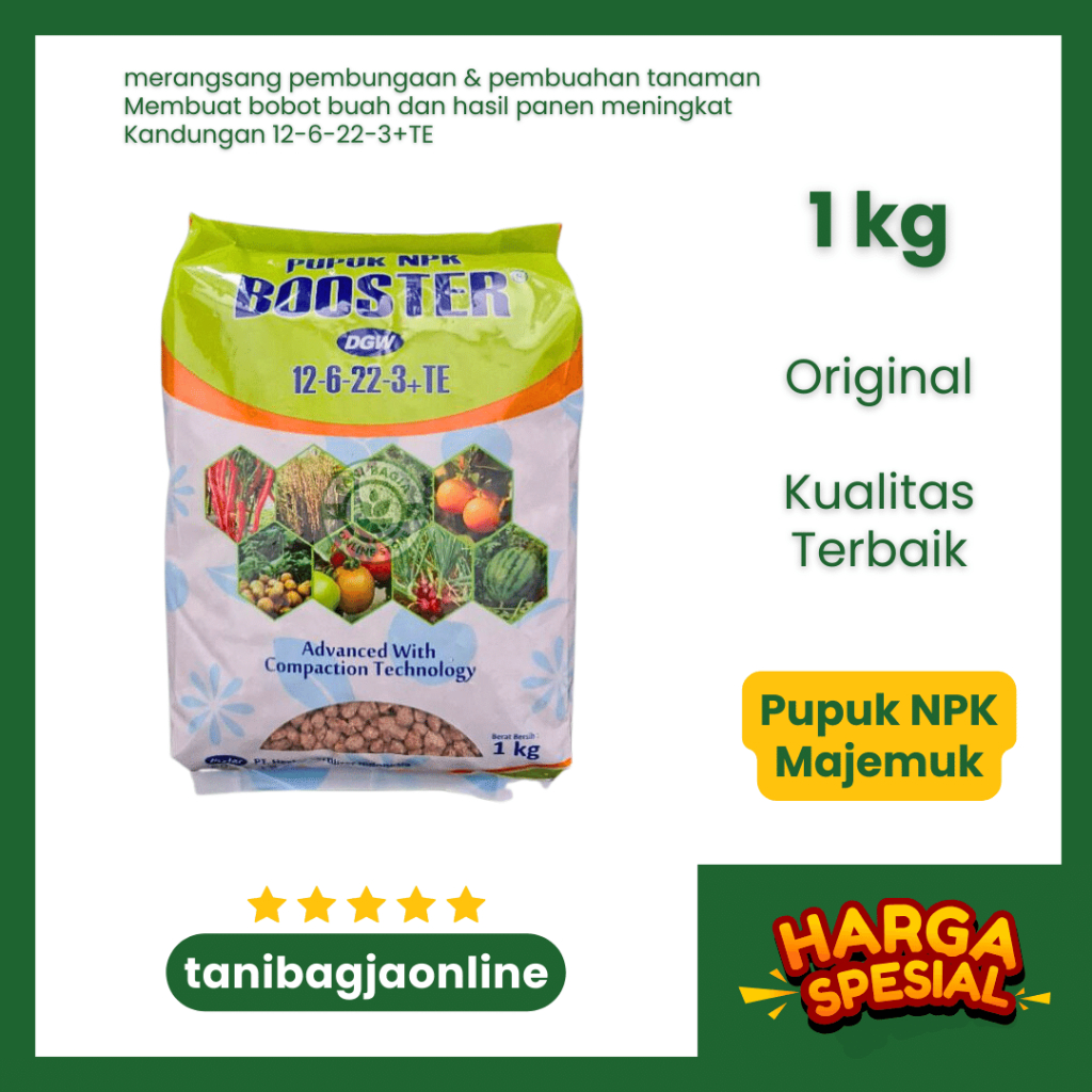 PUPUK NPK BOOSTER DGW |NPK 12-6-22-3+TE 1 KG|pupuk tanaman|pupuk dgw|pupuk buah|pupuk daun