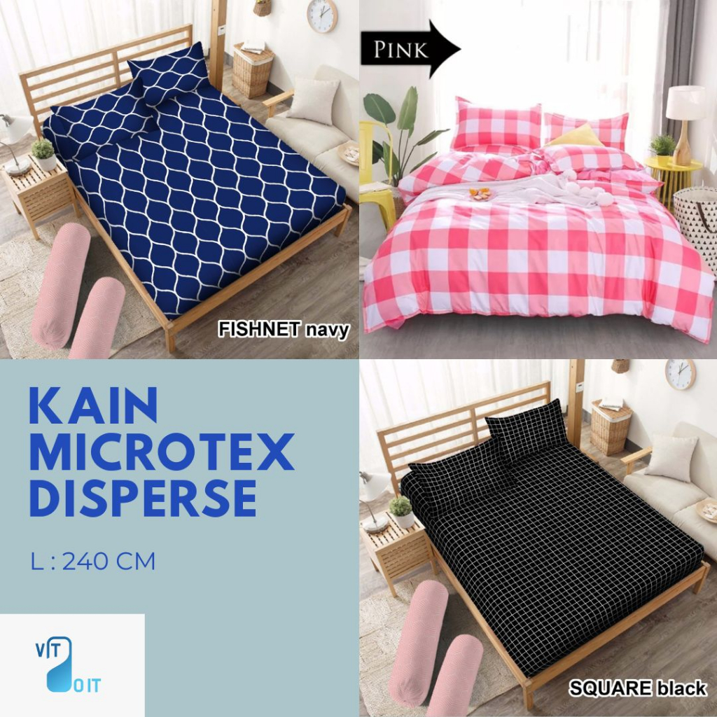 Kain Meteran Microtex Disperse Sprei Polymicro Motif Kotak / Emily / Plaid
