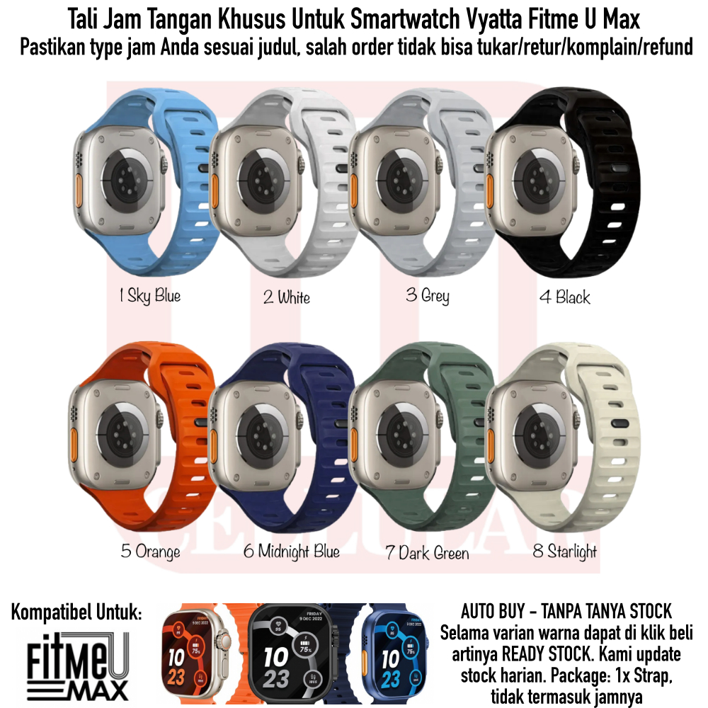 TLS Tali Jam Tangan Untuk Vyatta Fitme U Max - Watch Strap Silikon Rubber Pria Wanita