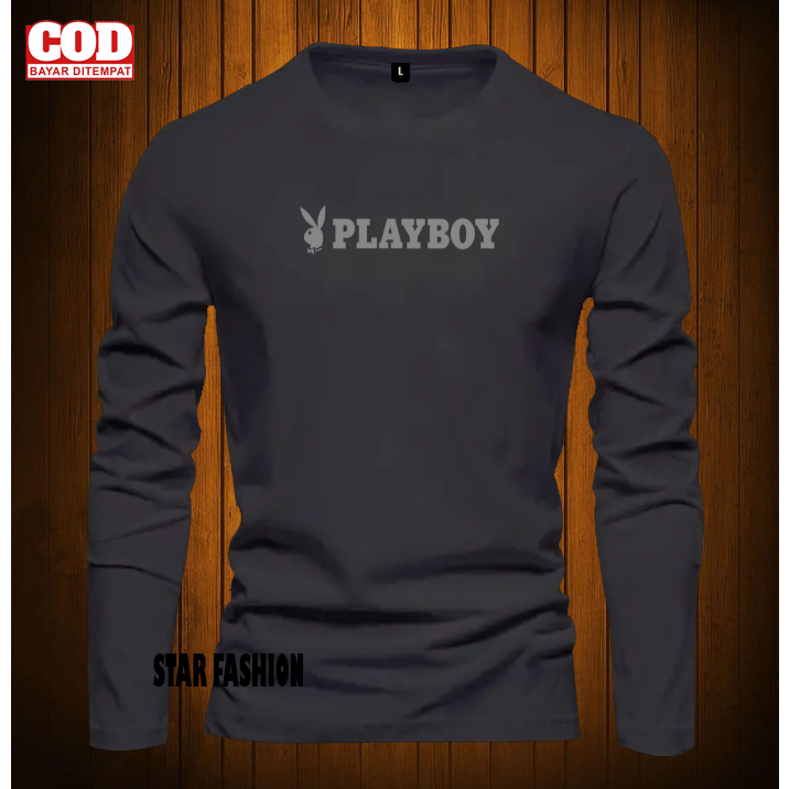 Baju Kaos Pria & Wanita Lengan Panjang / Baju Kaos Playboy Silver / Baju Kaos Distro Cotton Combed P