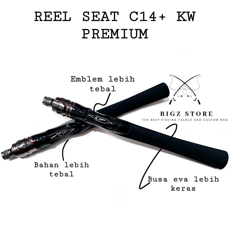 REEL SEAT SPINNING C14+ KW PREMIUM 1 SET UKURAN 16 TERMASUK LIP TUBE MAHKOTA DAN BUSA EVA