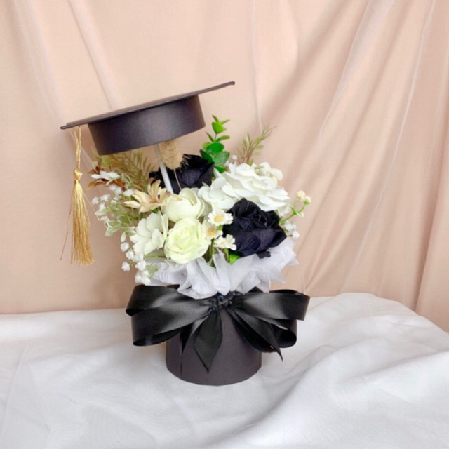 [24 Jam Tanpa PO] BLOOM BOX GRADUATION ROSEMAIRY - Buket Bunga Palsu | Hadiah Kado Ulang Tahun | Mon