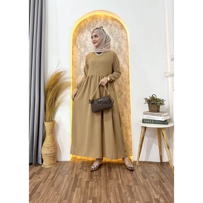 BALENA MIDI DRES CRINGKEL AIRFLOW PREMIUM POLOS GAMIS CRINKLE