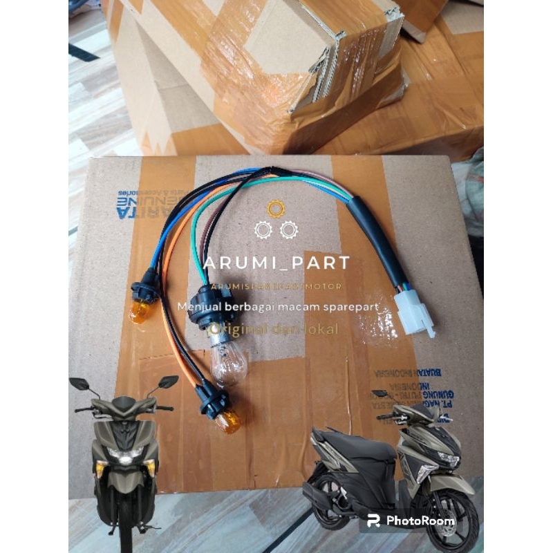 Soket kabel lampu stop set + bohlam yamaha mio soul gt 125 led blue core