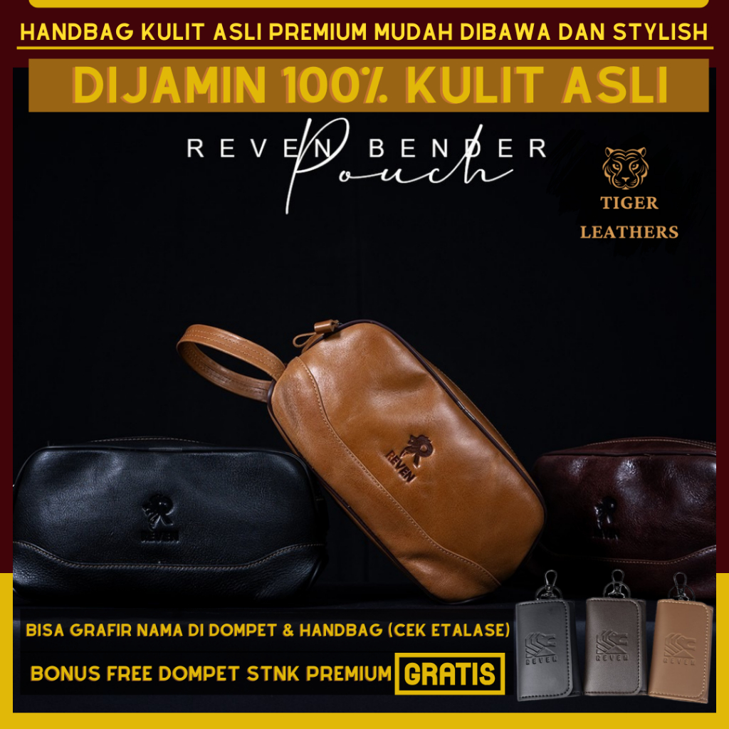 Tigerleathers - Handbag Clutch Bag Kulit Pria Hand Bag Kulit Jeruk Premium