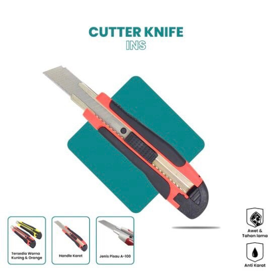 

Cutter / Pemotong Besar lebar 18mm gagang karet Packing Blister