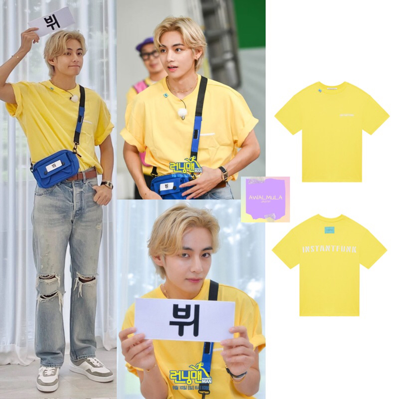 (PO) OFFICIAL INSTANTFUNK Essential Logo T-shirt worn by BTS V Taehyung