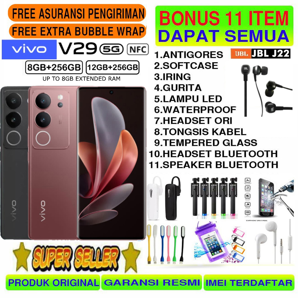 VIVO V29 5G 12/512 8/256 GB RAM 12GB 8GB + 8GB EXTENDED ROM 512GB 256GB GARANSI RESMI VIVO