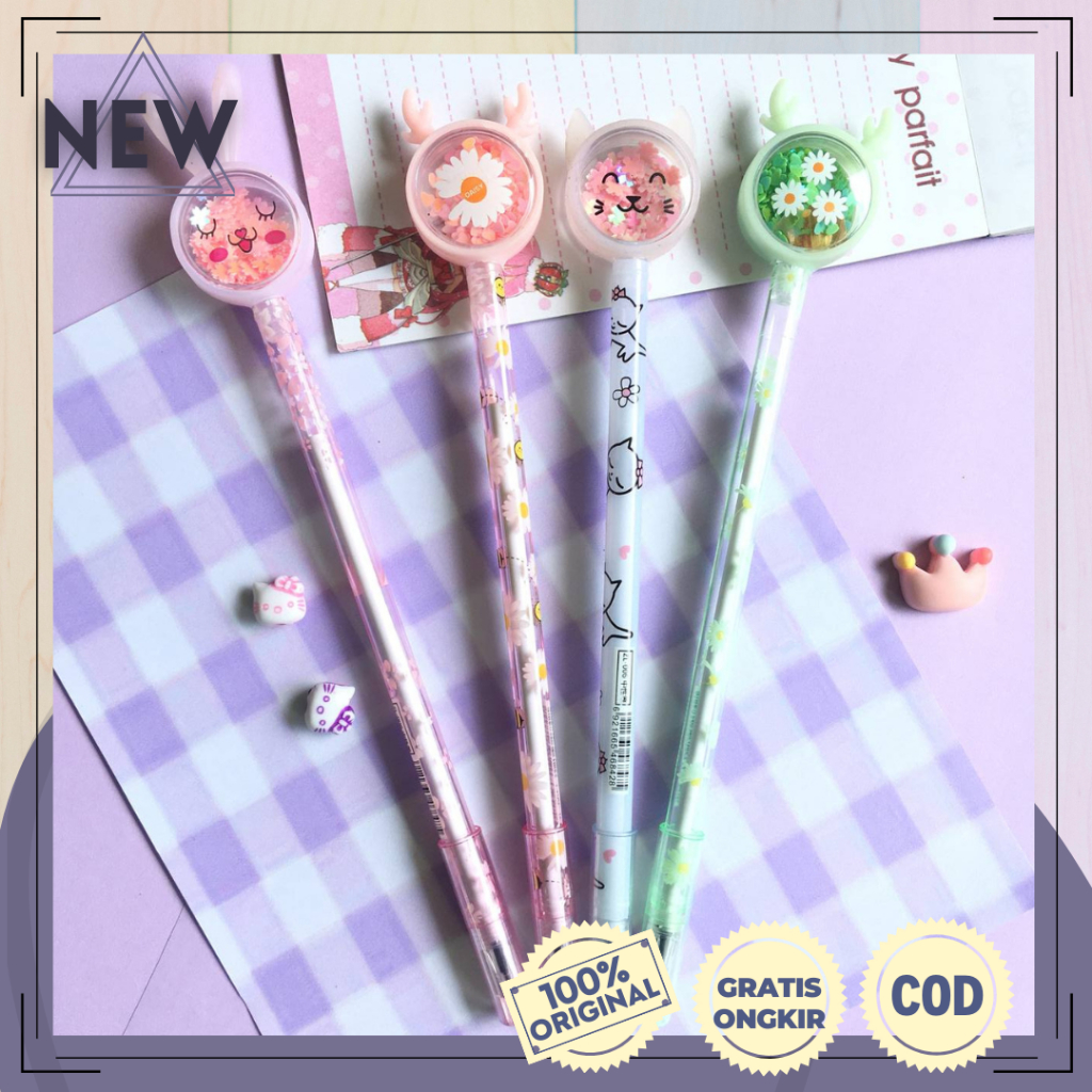 

Pulpen Gel Motif Karakter Gliter Bunny Lucu Alat Tulis Stationery