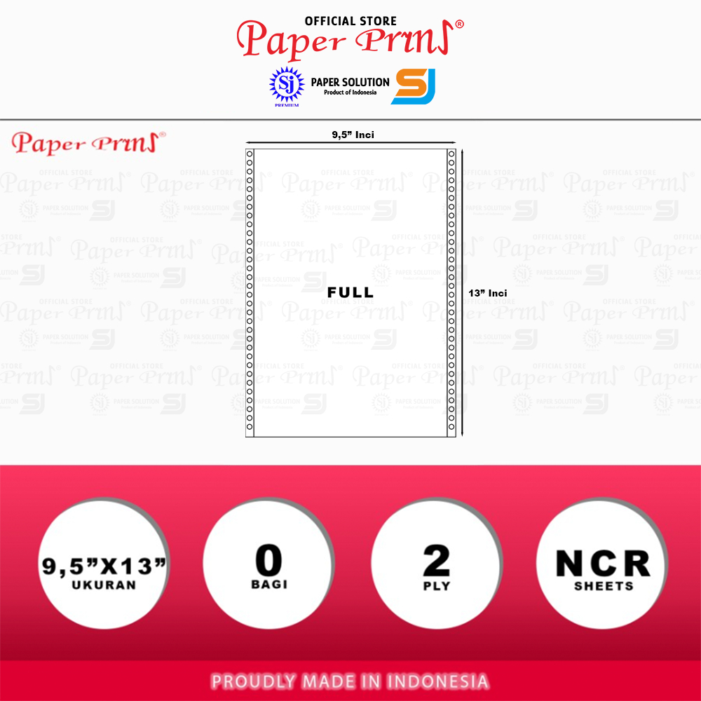 

klm Paperyns Kertas Continuous Form 2PLY NCR Folio 9,5" x 13