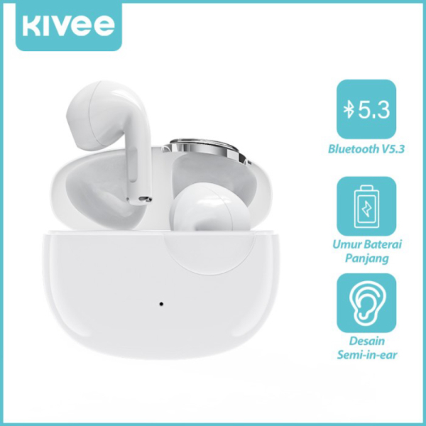 Dijual KIVEE TWS Bluetooth 5.3 Earphone Headphone Sport Headset - Putih Murah