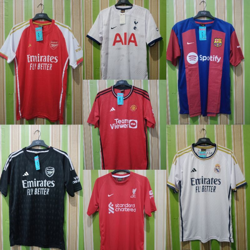 Jersey Bola LOKAL Eropa Sablon TERBARU - Jersey Baju Bola Lokal Liga Inggris & Spanyol