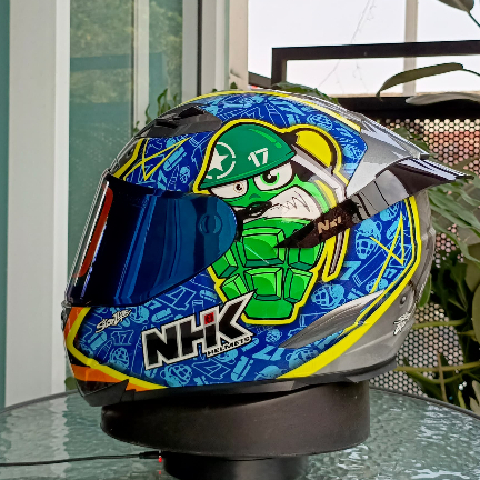 HELM NHK RX9 KAREL ABRAHAM PAKET GANTENG VISOR IRIDIUM SPOILER HELM FULL FACE NHK