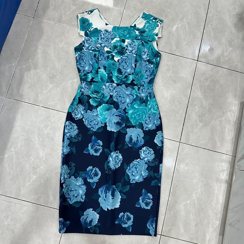 Turquoise Floral Dress / Dress Bunga Tosca Biru