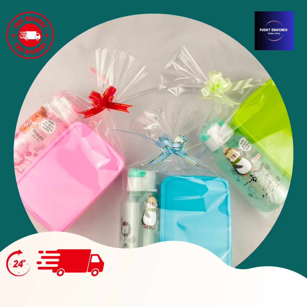 SOUVENIR ULANG TAHUN MURAH / SOUVENIR ULTAH ANAK SET KOTAK MAKAN + BOTOL MINUM TAKUMA 350ML SOUVENIR