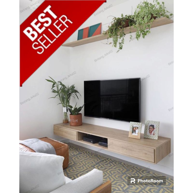 rak tv gantung minimalis modern laci 2