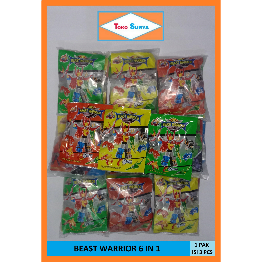 [3 PCS] Sankie Beast Warrior 6 In 1 Mainan Rakit Anak
