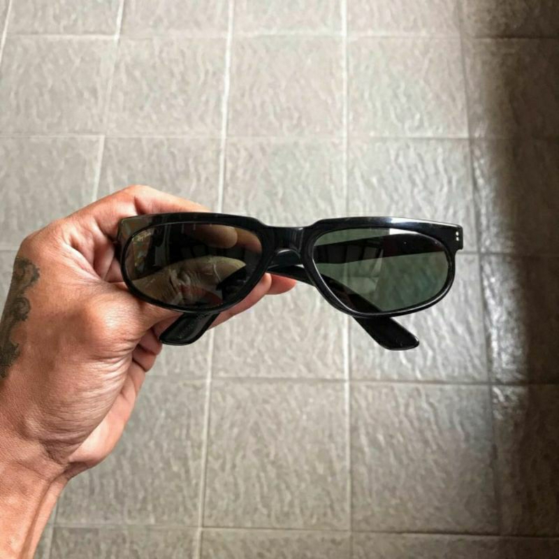 kacamata VINTAGE hitam Rayban USA W1955 pria wanita