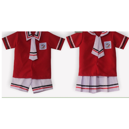 SERAGAM TK PAUD GAYA KOREA MERAH PUTIH