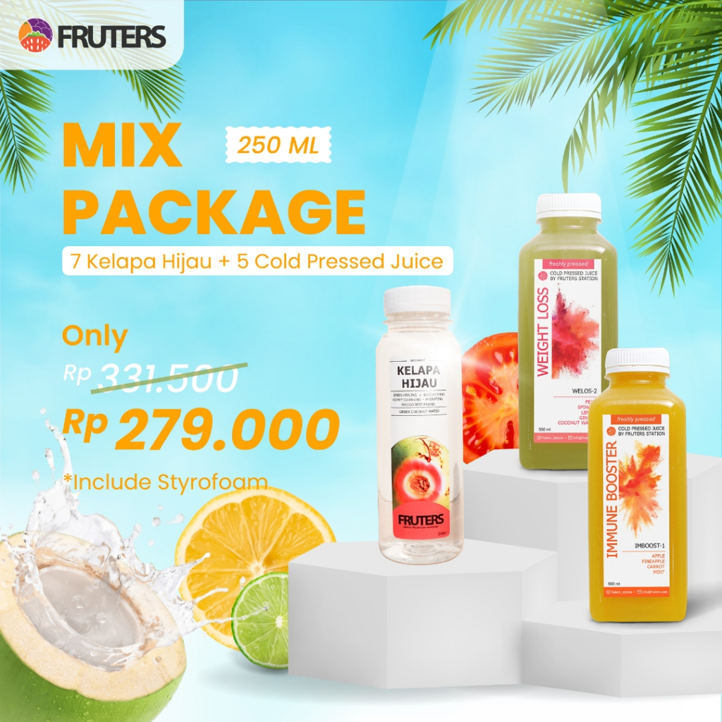 

MIX PACKAGE KELAPA HIJAU 250ML- AIR KELAPA IJO MURNI BY FRUTERSID