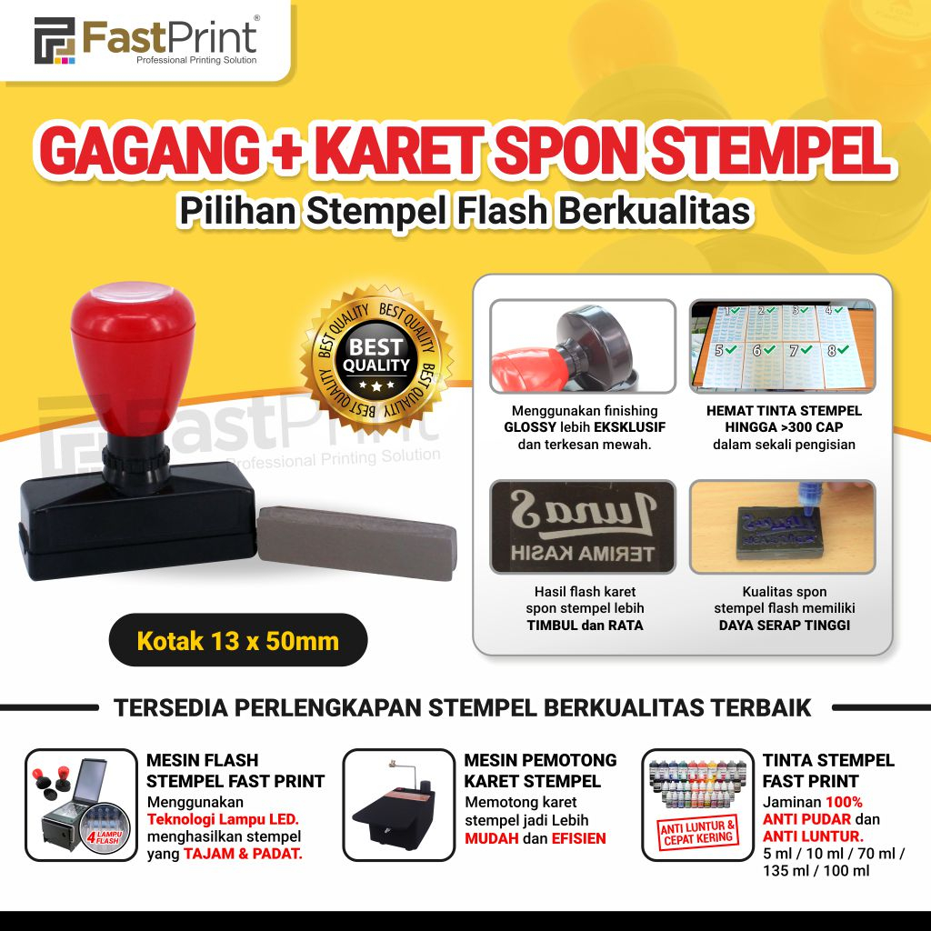 

Fast Print Gagang Stempel Flash Plus Karet Kotak Ukuran 13X50MM