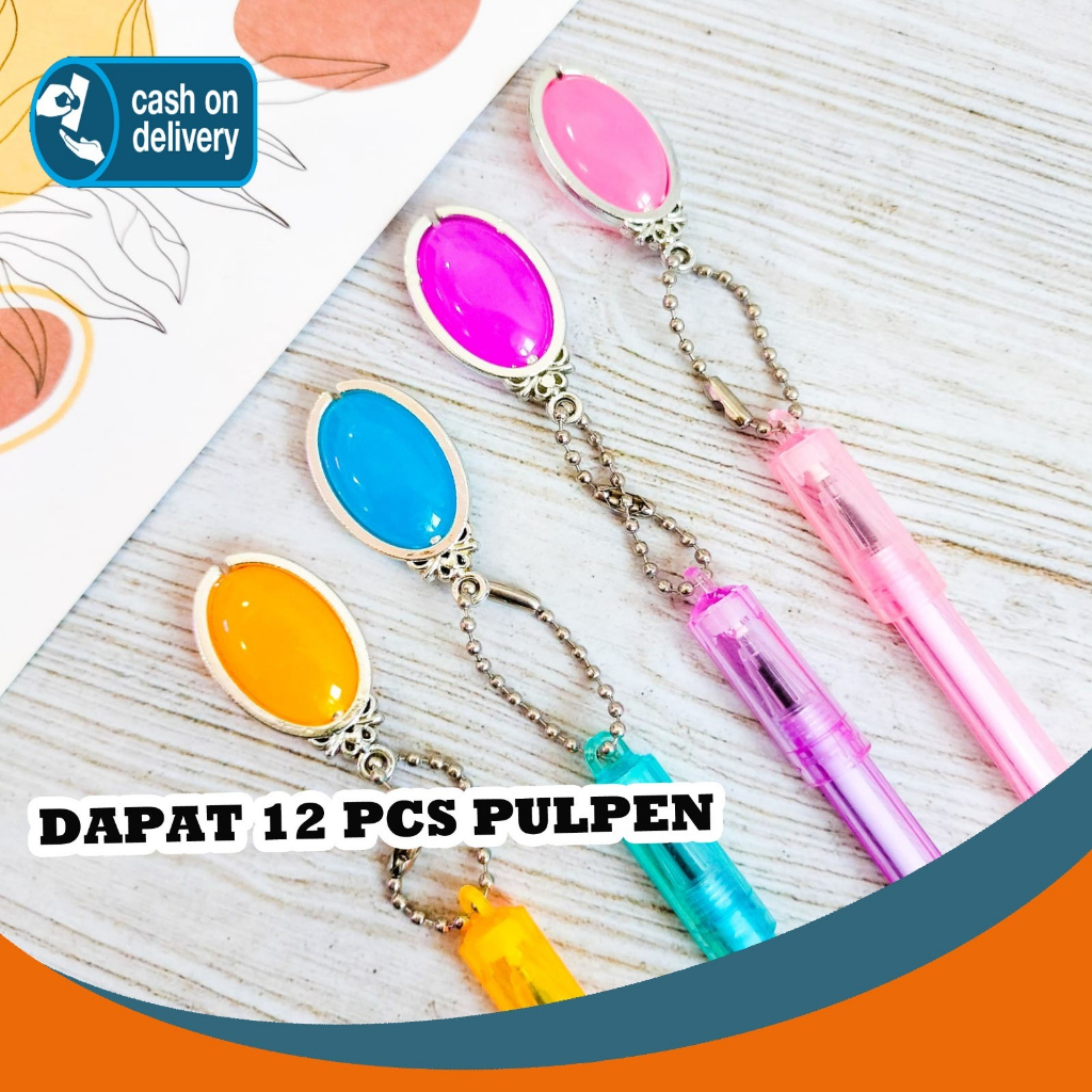 

SELUSIN PULPEN BATU WARNA WARNI BATU CINCIN ISI 12 PCS LUCU PEN GANTUNGAN BOLPEN ALAT TULIS KANTOR COD TERMURAH