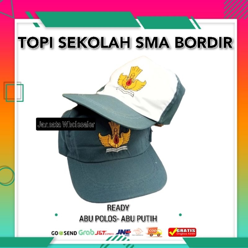 TOPI SMA SMK Logo Bordir | Topi SMA SMK Polos Kombinasi