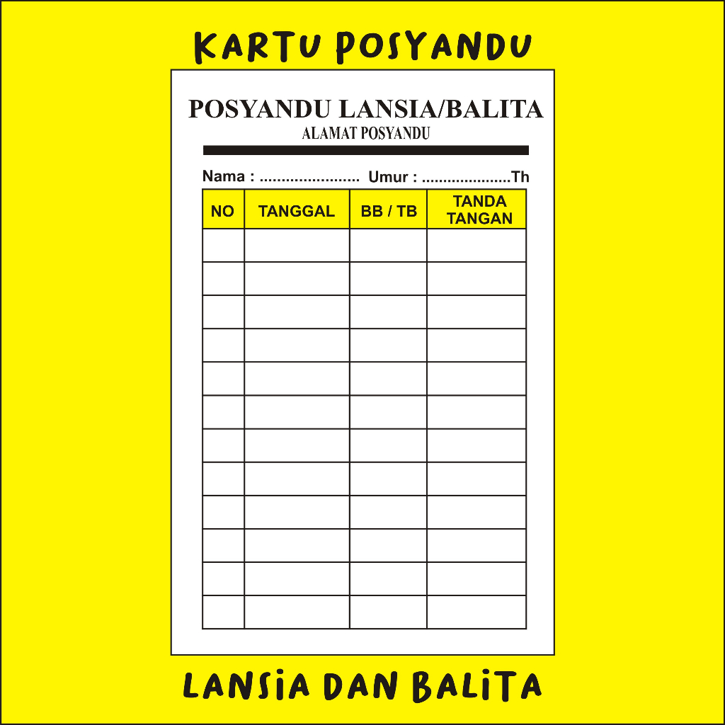 

kartu posyandu / lansia / balita