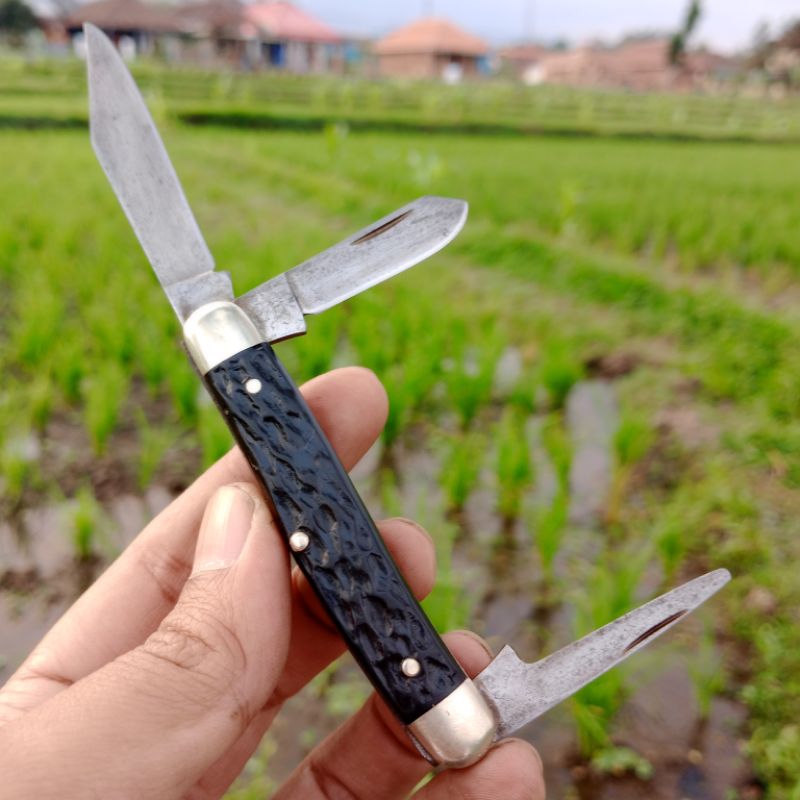 BOKER SOLINGEN TREE Brand Stockman 3 bladed Vintage pocket knife awl reamer leather punch made in ge