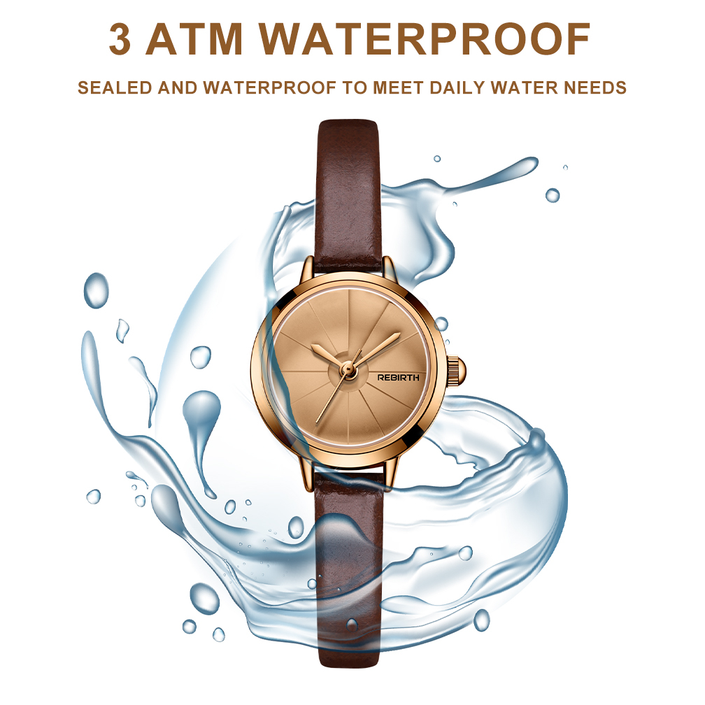 REBIRTH Jam Tangan Wanita Korea Anti Air Panggilan Mini Antik Kasual Tali Kulit Jam Tangan Cewek Original-4