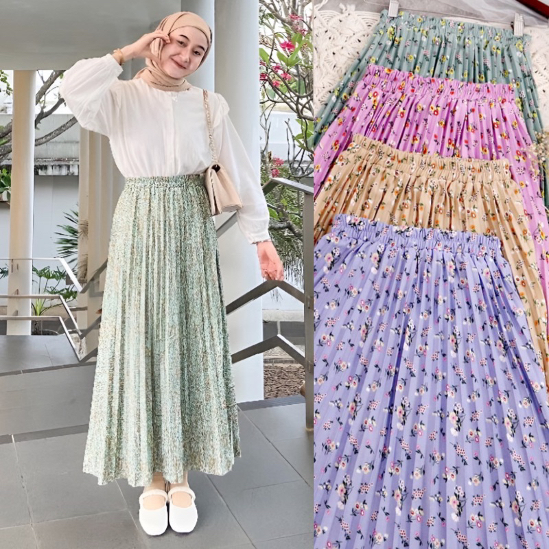 MUMU - Rok Plisket Bunga PremiunI ris Skirt By Mumu Fashion Grosir Solo