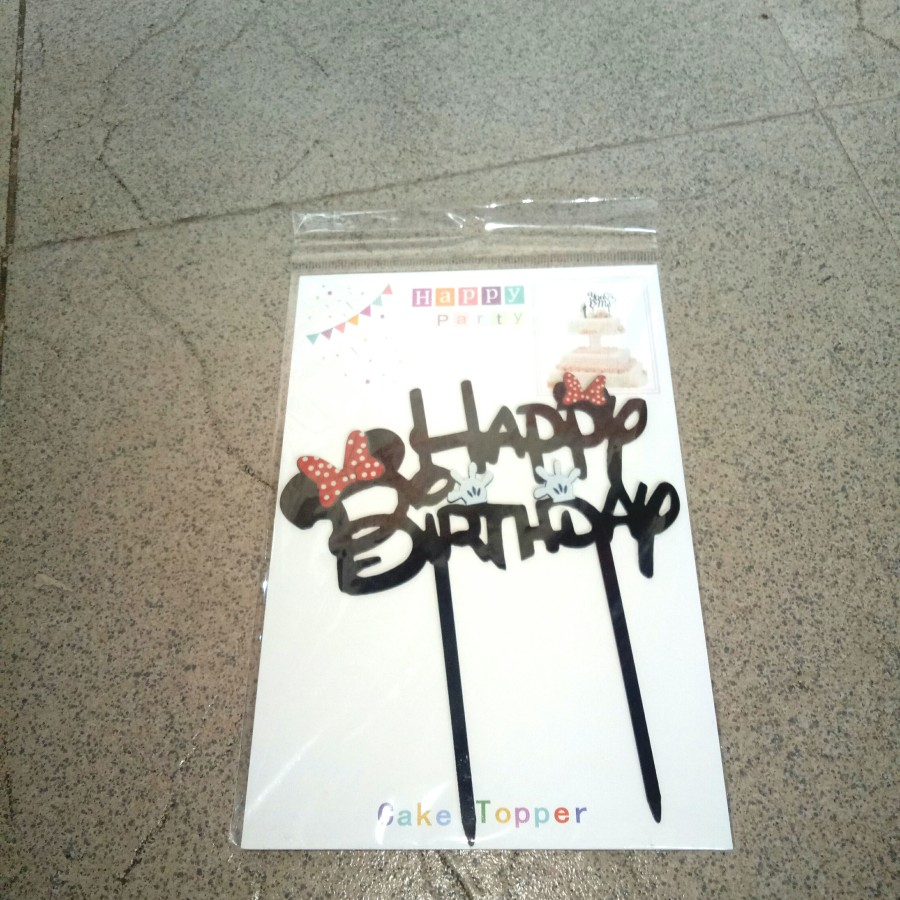 cake topper hiasan kue ulang tahun bahan acrylic akrilik karakter Motif Minnie Mouse