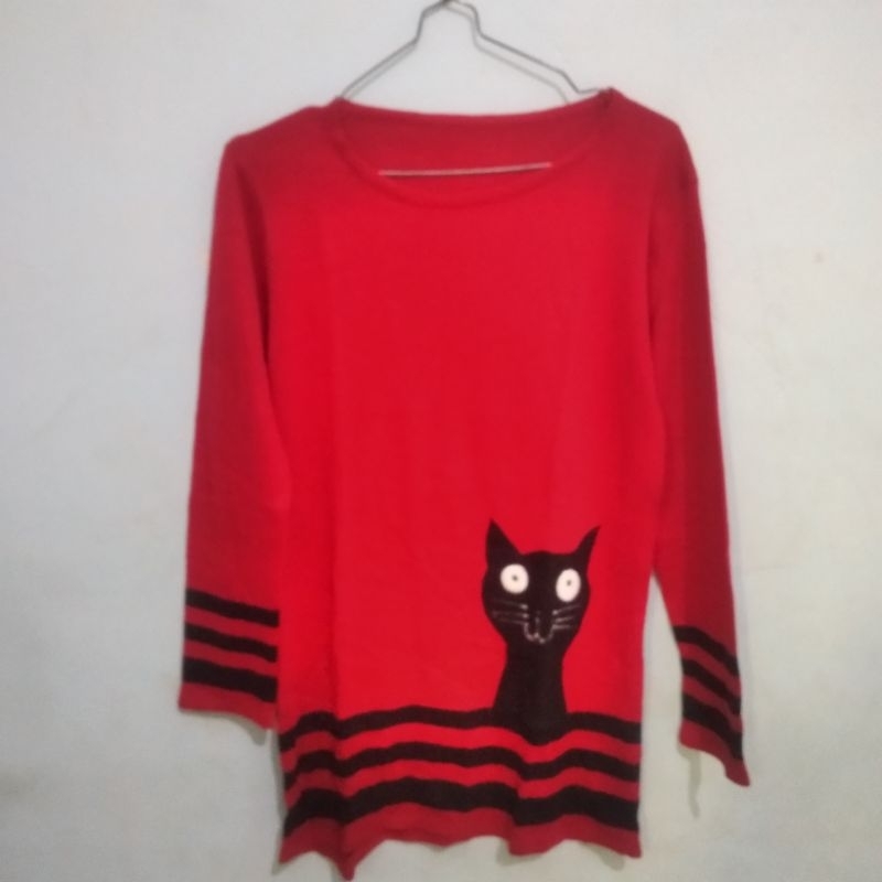 Sweater rajut anak anak motif kucing