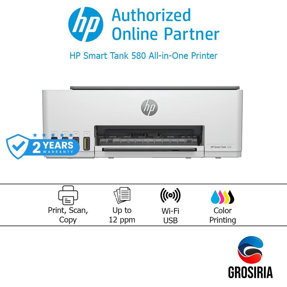 HP Printer Smart Tank 580 All In One Print Scan Copy Wireless Wifi [1F3Y2A]