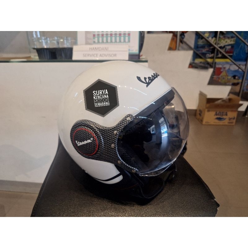 Helm Vespa Visor Carbon White Original