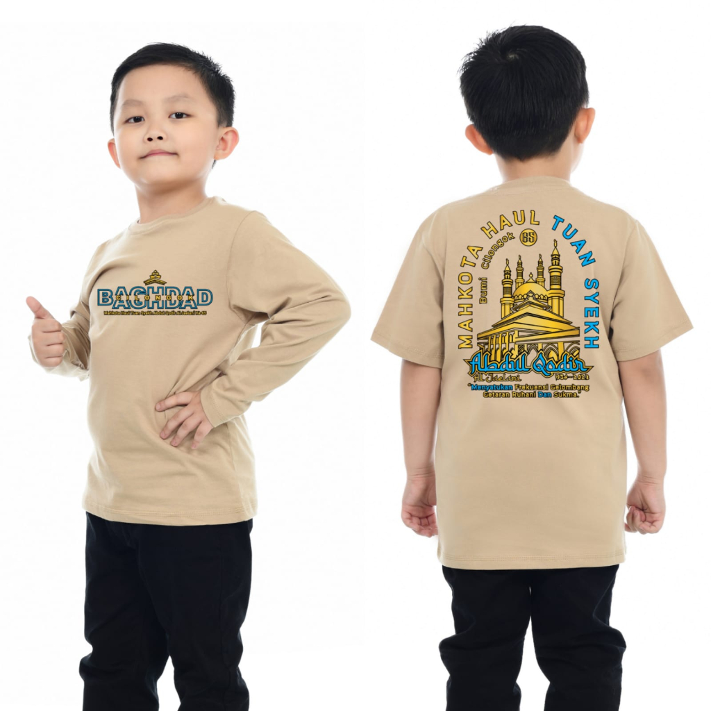 KAOS ANAK LENGAN PANJANG |SABLON | HAUL TUAN SYEKH ABDUL QODIR AL JAELANI KE-65 | KAOS HAUL CILONGOK