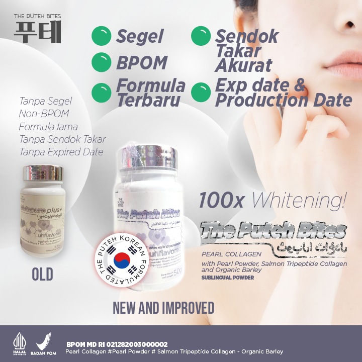 Beauty Whitening Glow Up Face Powder The Puteh Bites Skin (50gram : 50 hari)