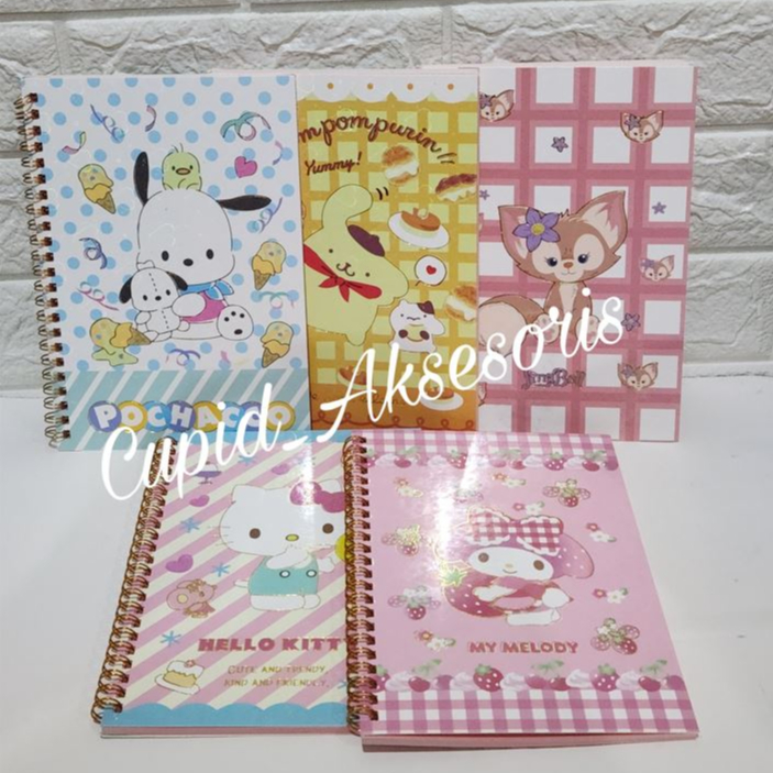 

NOTE / BUKU CATATAN RING SPIRAL A5 SANRIO POMPURIN MOROL KUROMI KITTY